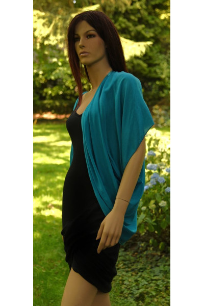 Zijden turquoise vestje