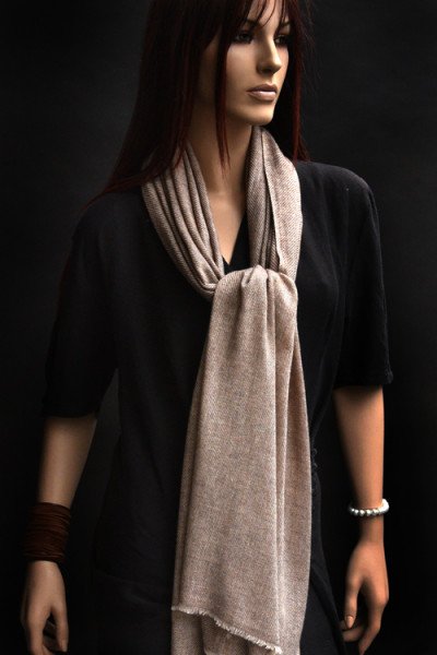 Cashmere sjaal, uniseks, camel en beige