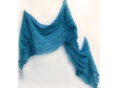 Klein turquoise zijden sjaaltje, tie en dye