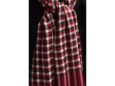 Wollen sjaal, bordeaux, rood, offwhite 