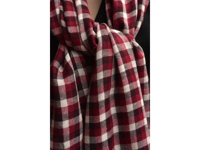 Wollen sjaal, bordeaux, rood, offwhite 
