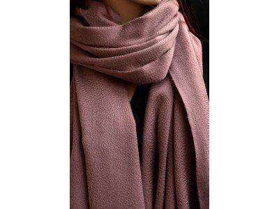 Echte dikke wollen cashmere sjaal met franjes, perzik