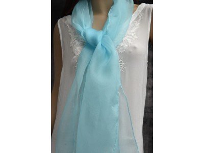 Elegante organza zijden sjaal, waterspout, pastel turqouise