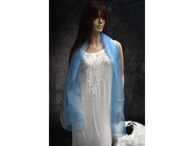 Elegante organza zijden sjaal, lichtblauw