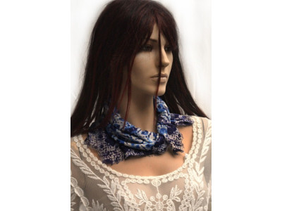 Klein katoenen sjaaltje, blauw wit 