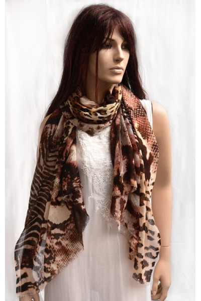 Wollen sjaal of stola, prachtige compositie van bruintinten
