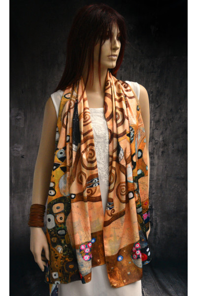 Mooie glanzende soepele sjaal, Klimt schilderij
