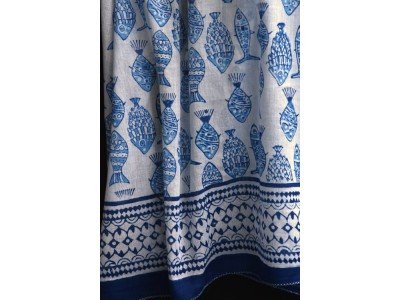 Origineel blockprintsjaaltje, blauw en wit