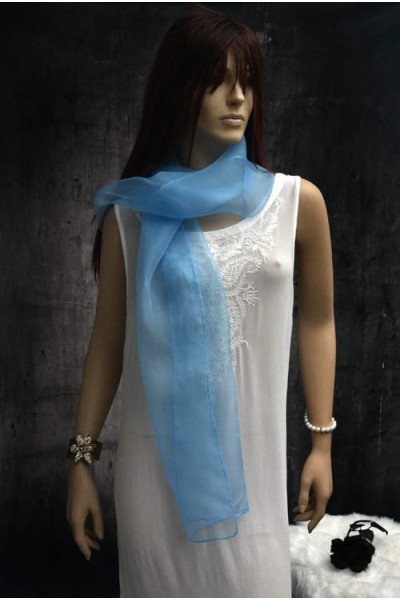 Elegante organza zijden sjaal, lichtblauw