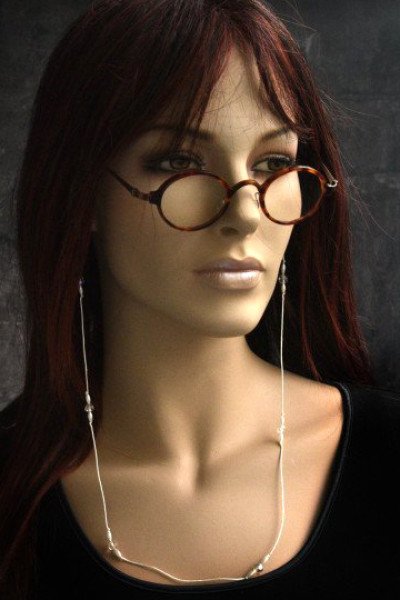 Handmade design brillenkoordje, wit met kralen