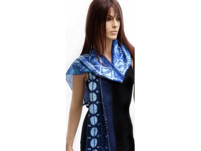 Katoenen sjaaltje, blauw, wit, turquoise